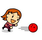 ボウリングをする少女